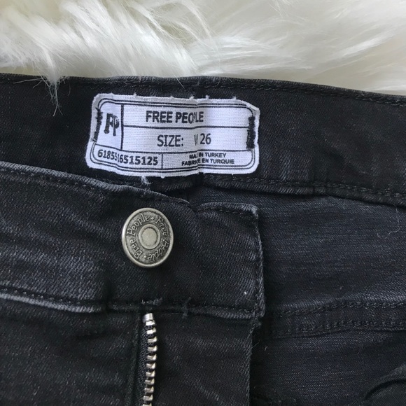 free people black distressed jeans size 26 - Picture 6 of 7